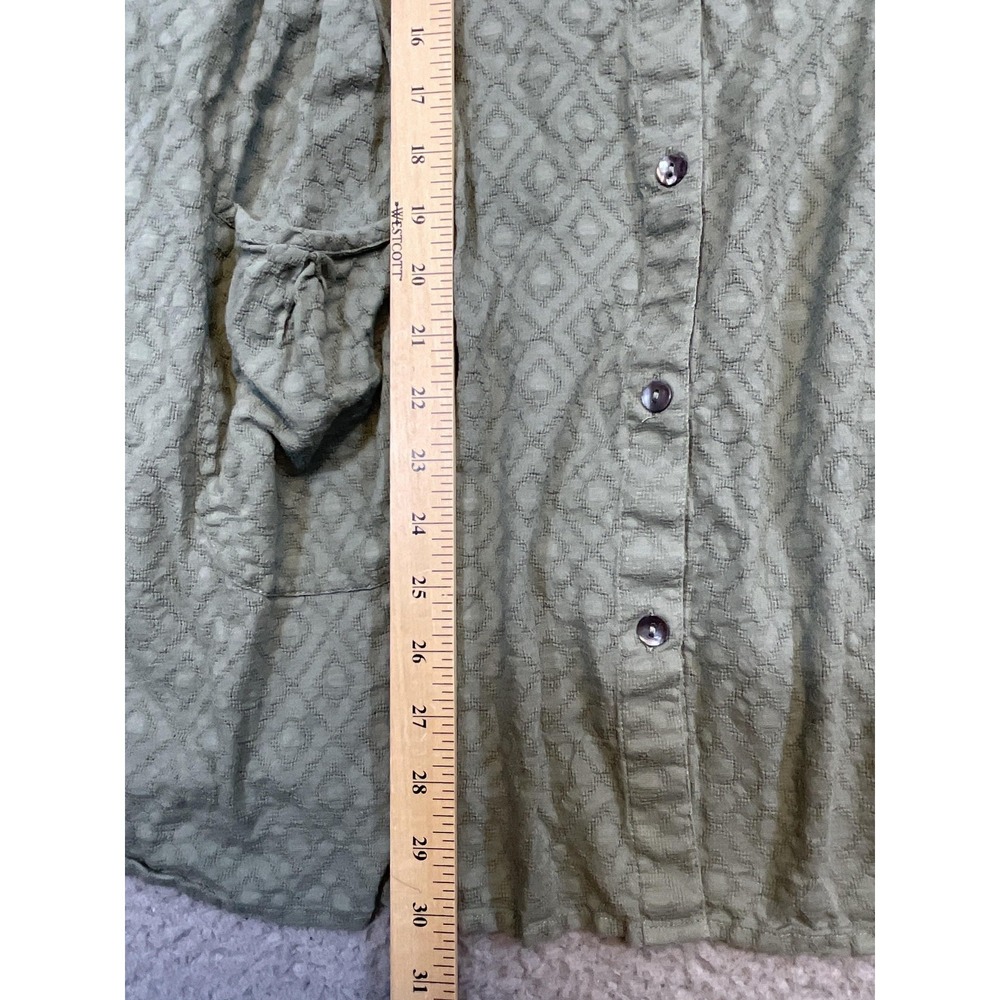 Gudrun Sjoden Button Tunic Womens M Green Geometric Puff Sleeve Organic Cotton - Picture 9 of 9